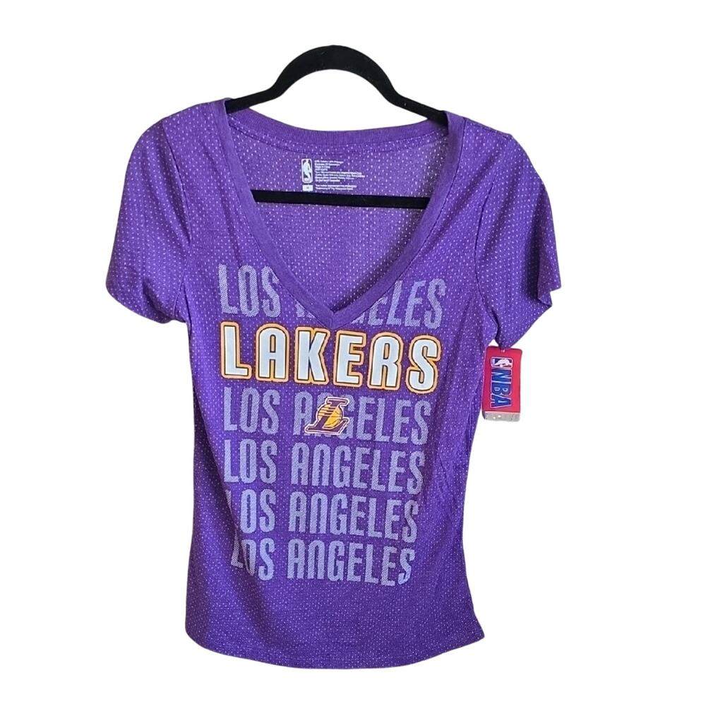 NBA Los Angeles Lakers Purple V-Neck T-Shirt Womens Size Medium NWT